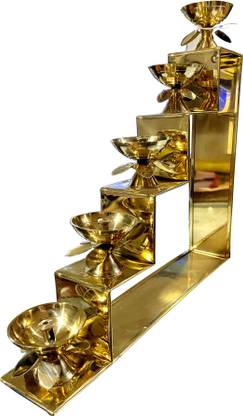 Dsh DSH Brass Diya for Puja Home Office Mandir Akhand Jyot Diya Deepak for Diwali Brass Table Diya