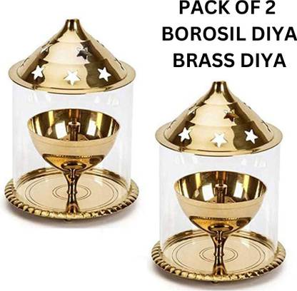 EliteTouch Brass Gold Diya Oil Puja Lamp, Diya for Puja, Akhand Jyoti Diya, Aarti diya Brass Table Diya