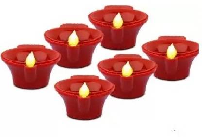 THUNDER Water Sensor Led Diyas Candle with Water Sensing Technology, Led Diya Plastic Plastic (Pack of 6) Table Diya Set