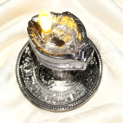 JYT Silver LED Water Sensor Diya Plastic Table Diya