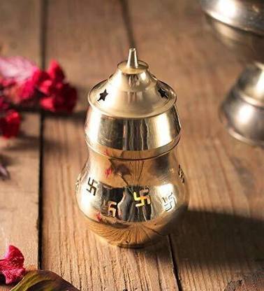 Dalvkot Camphor Lamp with Diya Aroma Incense Burnner Oil Lamp Diffuser Brass Table Diya