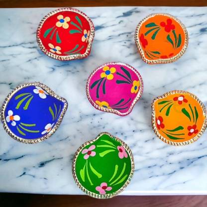 BS NATURAL Earthenware (Pack of 6) Table Diya Set