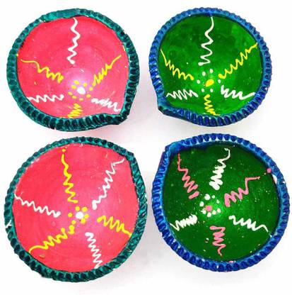 Om Pooja Shop Stoneware Table Diya Set