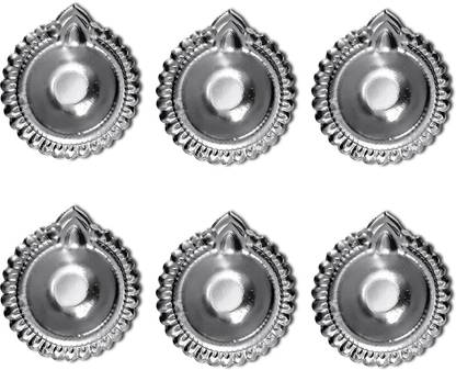 Vintageware Iron Deepak Diya for Puja (Small, Set of 6) Iron (Pack of 6) Table Diya Set