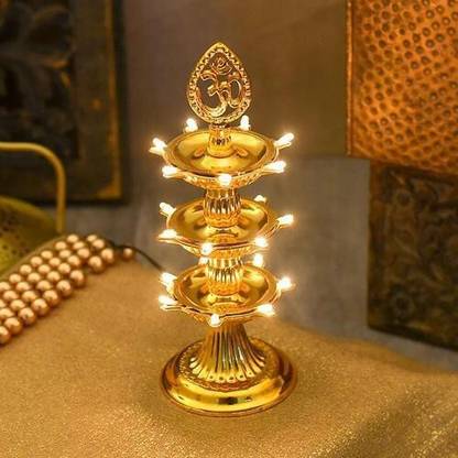 ridhii creations 3 Layer OM Electric 21 LED Diya Stand/Diwali Decorations/Diwali Pooja/Home Decor Plastic Table Diya