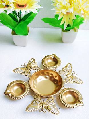 ZUNISHOP Iron Butterfly Design Urli Diya / Urli Bowl for Floating Butterfly & Diyas Iron Table Diya