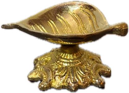 Amar Leaf Design Brass Diya | Traditional Pooja & Festival Decor Brass Table Diya