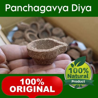 Panchagavya Vilakku Panchagavya Diya, Panchagavya Vilakku, Cow Dung Diya (Pack of 100 Pieces) Pottery (Pack of 100) Table Diya