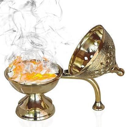 F N F CREATION Home Purifying Brass Dhuna Loban Burner Dhooni Dhoop Dani Dhuni Brass Incense Holder
