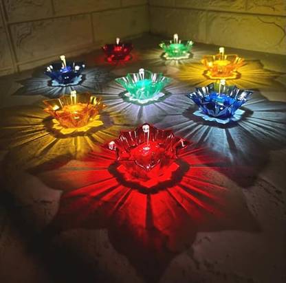 ATH AUTO Multicolour 3D WATER SENSOR DIYA Candle (Blue, Red, Yellow, Green, Pack of 6) Candle
