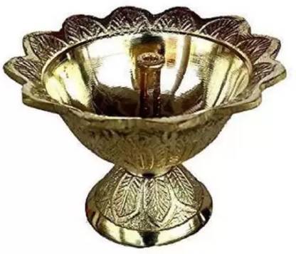 veebhuti Devdas Diya Oil / Ghee Lamp for Puja Home Décor Brass Table Diya Brass Table Diya