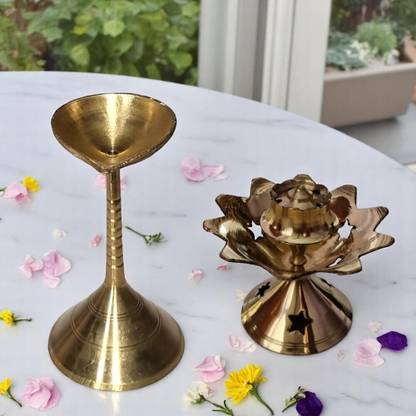 Divine Bazaar Brass (Pack of 2) Table Diya Set