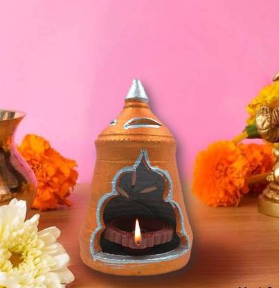 Jackcleen ™Temple-Shape Clay For Diwali Decoration Mitti Ka Diya Handmade Terracotta Diya. Earthenware Table Diya