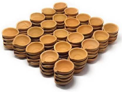 Hgvg Diwali Clay Special Mitti ke Homemade Diye pack of 50 and Big size Earthenware (Pack of 50) Table Diya Set