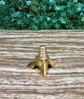 Flickkerbox Brass Wick Holder/Vilakku Thiri Stand for Oil Lamp Diya Brass (Pack of 10) Table Diya Set