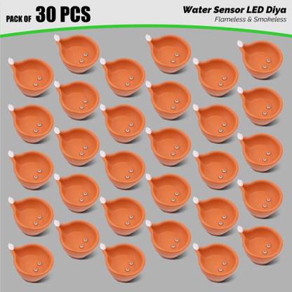 SLYKA 30 Pcs Led Diya Smokeless water sensor diya for diwali Occasion, Home décor Plastic (Pack of 30) Table Diya