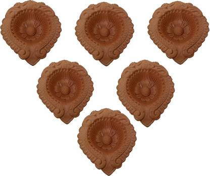 Flipkart SmartBuy Mud Clay Designer lamp Terracotta (Pack of 6) Table Diya Set