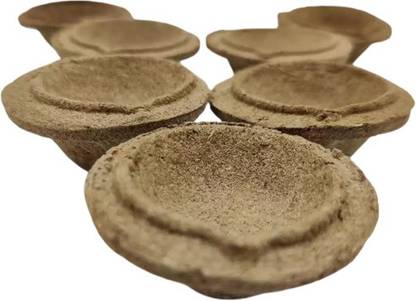 ridhi Dhenu - Organics And Natural Cow Dung Diya (1Box ,18 Pcs) Pottery (Pack of 18) Table Diya