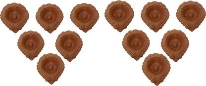 Flipkart SmartBuy Mud Clay Designer lamp Terracotta (Pack of 12) Table Diya Set