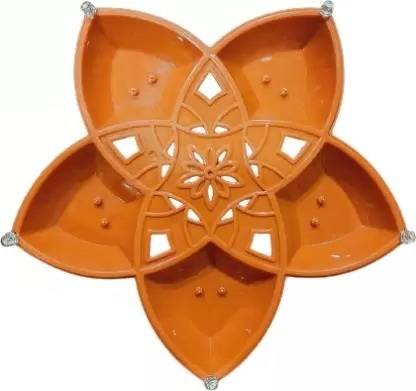 NKL Traditional Panchmukhi 5 in 1 Water LED Diya Temple Home Diwali Decorate 777 Plastic Table Diya Set