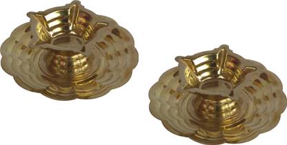 w3 रॉक्स Pancha bhoota - pancha loga - pancha mukh - 5 star BRASS table oil lamp पीतल (2 का पैक) टेबल दीया