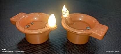 Neeteck water sensor diya (Pani wale diya) pack of 6 Plastic Table Diya Set