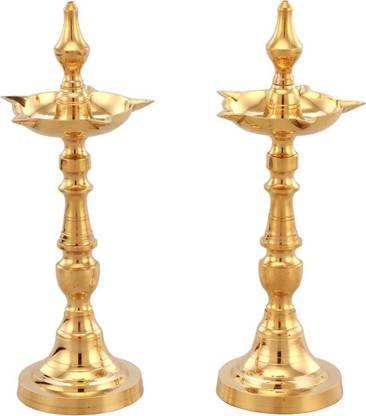 Agni 7 INCH KASHI SAMAI KUTHU VILAKKU Brass (Pack of 2) Table Diya
