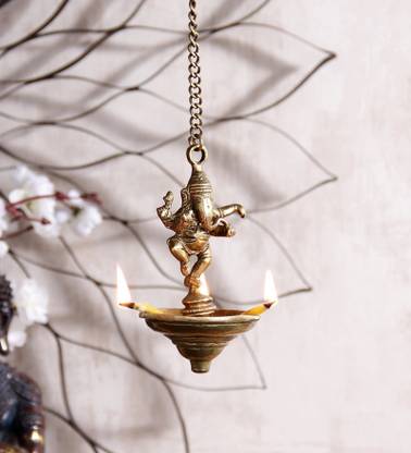 Flipkart SmartBuy Brass Dancing Ganesha Hanging 3 Oil Wick Brass Hanging Diya Set