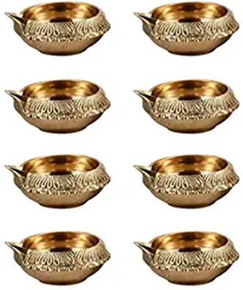 ANANYA INC Brass Kuber Deep Pack of 8 Brass (Pack of 8) Table Diya