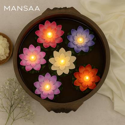 MANSAA Plastic (Pack of 6) Table Diya
