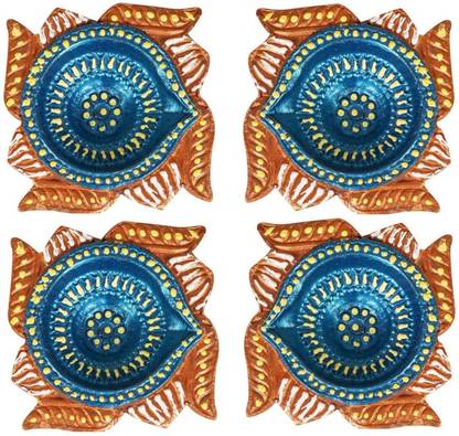 tskutty CLAY LAMP/ COLOUR CLAY LAMP/ KARTHIKA DEEPAM/ CLAY DIYA/ SPRITUAL DIYAS Terracotta (Pack of 8) Table Diya Set