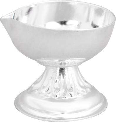 KMJ pure silver 925 BIS Hallmarked diya/deepak/deepam for puja (wt. 16-17 grams) Silver Table Diya
