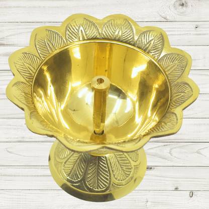 Real Craft Illuminate Your Space: Devdas Brass Eternal Flame Oil Lamp Brass Table Diya