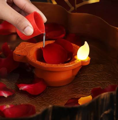 Kala Decorators LED Diya Artificial Diya Home Decoration Birthday Anniversary Festival Plastic Table Diya