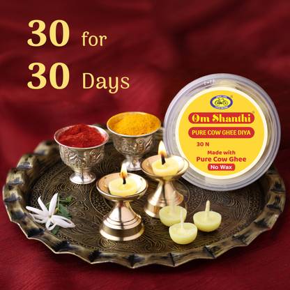 Om Shanthi Cycle Pure Cow Ghee Diya, 30N Cotton Wick