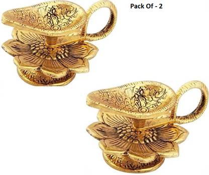 Shiv shakti exports Gold Plated (Pack of 2) Table Diya Set