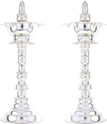 Mahadev Jewellers Khamba diya Silver (Pack of 2) Table Diya Set