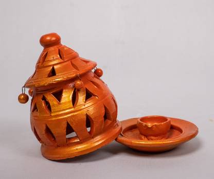 SonChiraiya AP MEPMA MATTY DEEPALU OPEN AND CLOSE SPECIAL DEEPAM Earthenware (Pack of 2) Table Diya