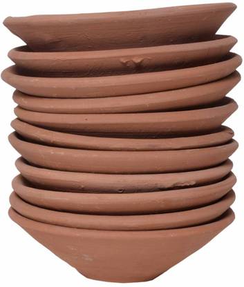 SOMUDEE DIYA SET 11/ SARAI / DHAKKAN Terracotta (Pack of 11) Table Diya Set