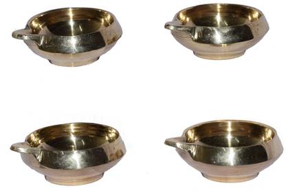 manvi brass and handicrafts KUBER DEEP PLAIN Brass (Pack of 4) Table Diya Set