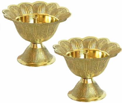 Tip 'n' Top Devdas-2inch Brass (Pack of 2) Table Diya Set