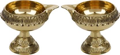 SBBCO Divine Edge Brass Table Diya Set Brass (Pack of 2) Table Diya Set