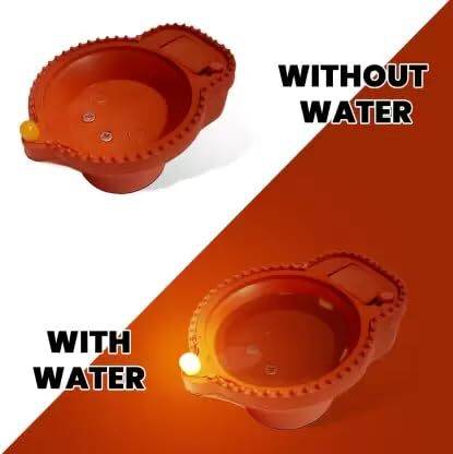 WORLD7 Water Sensor Diya Plastic (Pack of 12) Table Diya Set