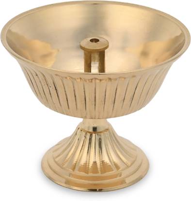 Rudra Centre Oil Lamp Diya for Home, Mandir & Puja Altar - Brass Table Diya