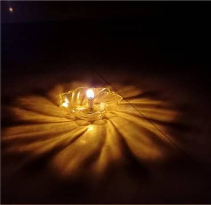 HANSHIKA ENTERPRISES 3D REFLECTION FLOATING DIYA SET OF 12PCS BOX , Plastic Table Diya
