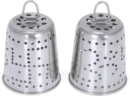 HETIZEM Diya Glass Cover Only Without Diya Large with Holes and Hook Stainless Steel (Pack of 2) Hanging Diya