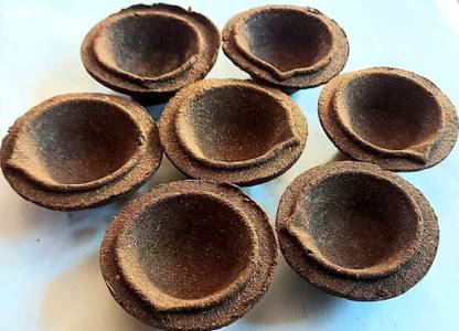Raj Tilak Gobar Diya pack of 32 Wood (Pack of 32) Table Diya