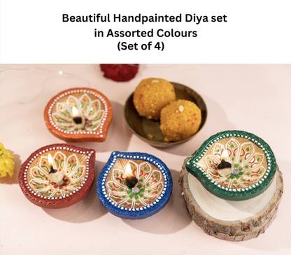Decorkrafts Earthenware (Pack of 4) Table Diya Set
