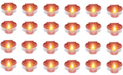 Da Novira Water Sensor Reusable Led Diyas for Home Decor,Festivals Decoration Diwali Light Plastic (Pack of 24) Table Diya Set
