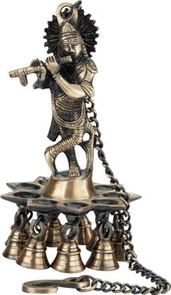 Cave Brass Krishna Diya & Hanging Bell Brass Hanging Diya